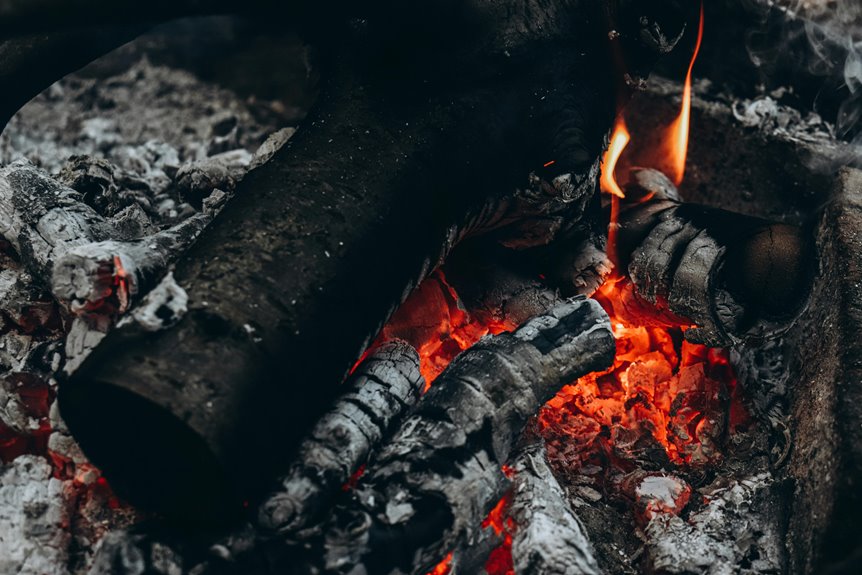 fireplace ash melts winter ice