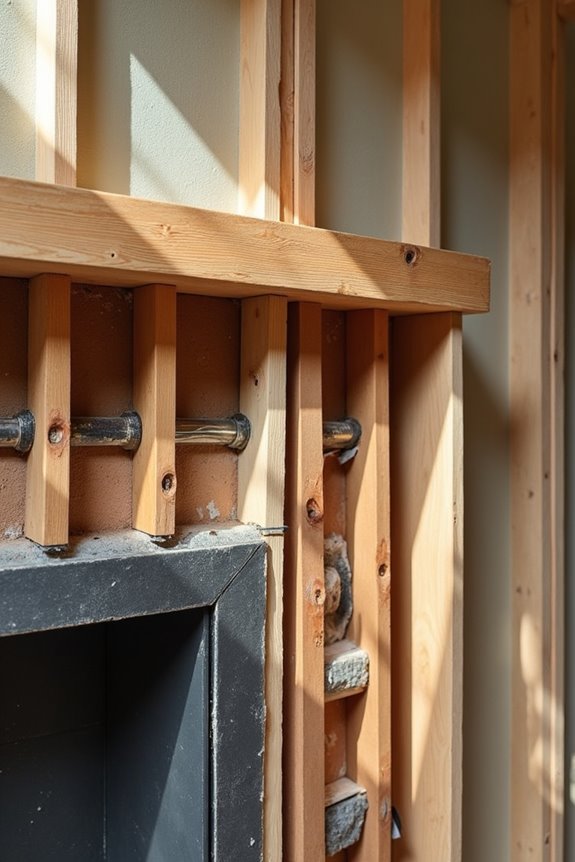 header load shifts studs for fireplace clearance