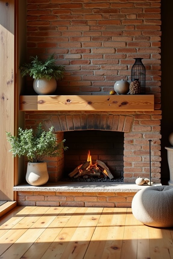 mantel and flooring harmonize visually