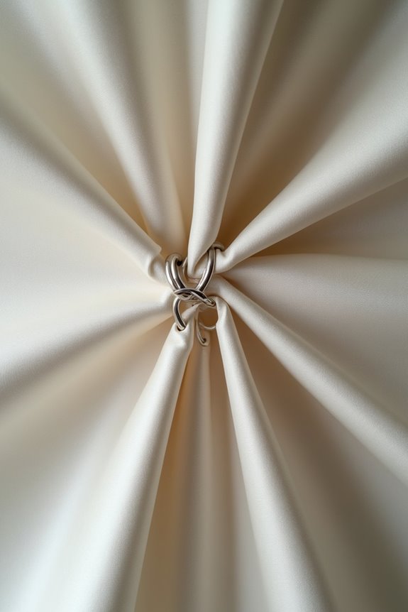 push fabric back between each ring