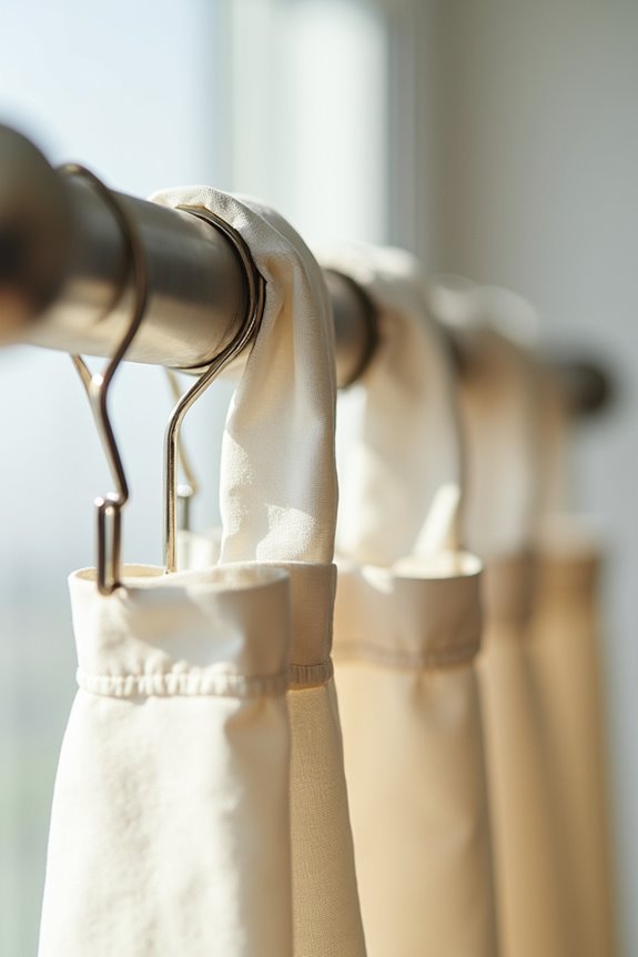 seven hooks on pleated panels