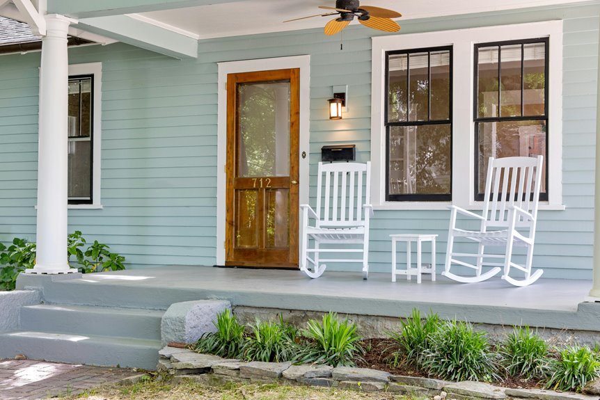 slanted design of front porches